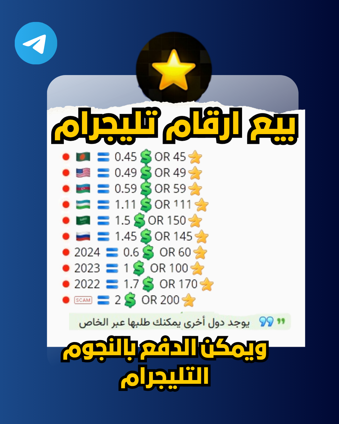 بيع أرقام تفعيل تيليغرام وهمية (أمريكي، روسي، بولندي)